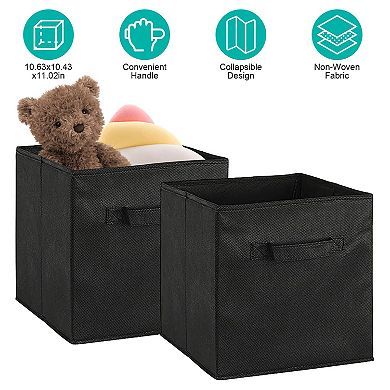 2-Pack Foldable Non-Woven Fabric Storage Bins with Handles for Closet, Living Room, Bedroom