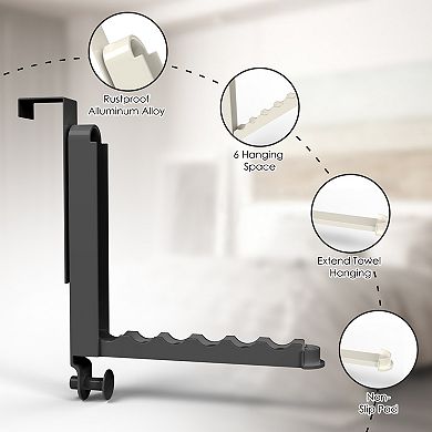 2Pcs Over-The-Door Foldable Hanger Hooks for Clothes, Towels & Laundry Fits 1.81" Doors