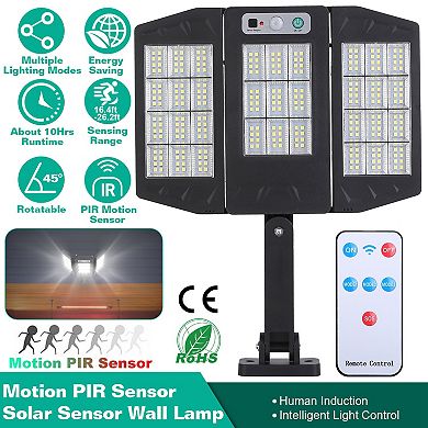 Solar Wall Light with 264 LEDs, PIR Motion Sensor & Remote, IP45 Waterproof Outdoor Security Lamp