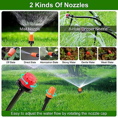 164FT Drip Irrigation Kit Automatic Garden Watering System for Plants & Lawn