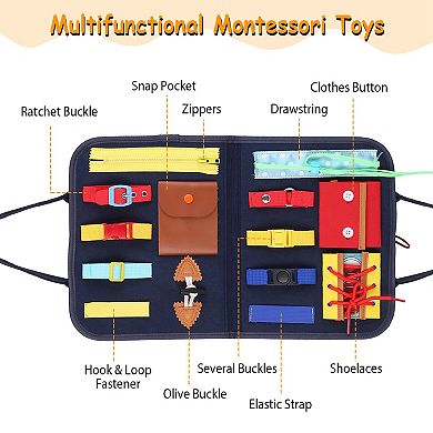 Kids Busy Board Sensory Activity Toy Montessori Learning Board for Toddlers Ages 1-6