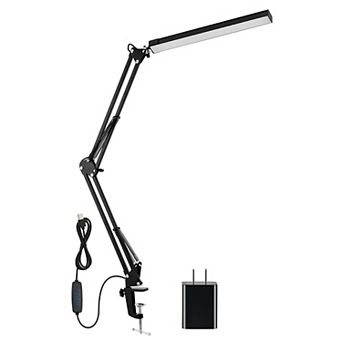 LED Desk Lamp with Clamp Adjustable Arm, 3 Light Modes, 10 Brightness Levels, 360° Head