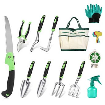 13 pc Garden Tool Set with Bag Heavy Duty Aluminum Alloy Hand Tools Ergonomic Handle Kit