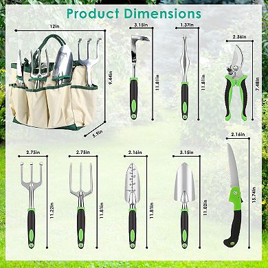 13Pcs Garden Tool Set with Bag Heavy Duty Aluminum Alloy Hand Tools Ergonomic Handle Kit