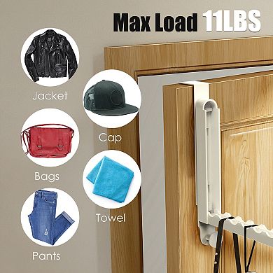 2Pcs Over The Door Foldable Hanger Hooks Clothes Drying Rack for Laundry, Coats, Towels (1.81" Doo
