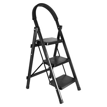 3-Step Foldable Ladder with Wide Anti-Slip Pedal, Safety Lock & 330lbs Capacity
