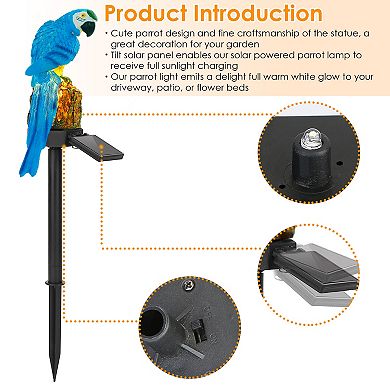 Solar Parrot Garden Light IP65 Waterproof LED Lawn Lamp for Yard, Patio, Walkway, Driveway