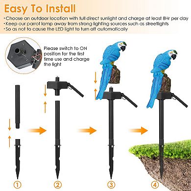 Solar Parrot Garden Light IP65 Waterproof LED Lawn Lamp for Yard, Patio, Walkway, Driveway