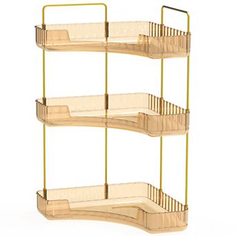 3 tier Bathroom Countertop Organizer, Clear Corner Makeup & Cosmetic Storage Shelf