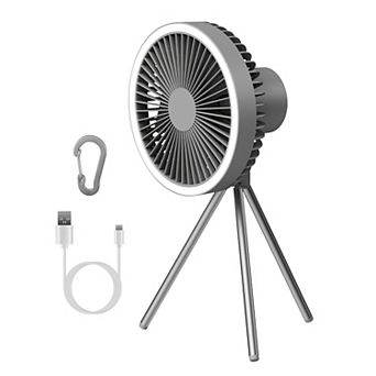 Camping Fan with Lantern, 10000mAh Rechargeable Tripod Fan with Hook & Power Bank for Tent & Desk