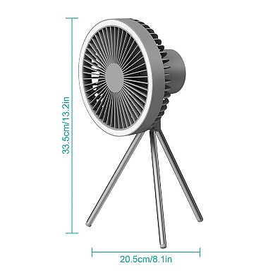 Camping Fan with Lantern, 10000mAh Rechargeable Tripod Fan with Hook & Power Bank for Tent & Desk