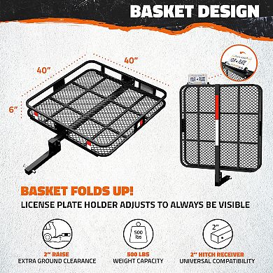 Mockins 40"x40"x6" Square Trailer Hitch Rack with 30 Cu.Ft. Square Cargo Bag and Cargo Carrier