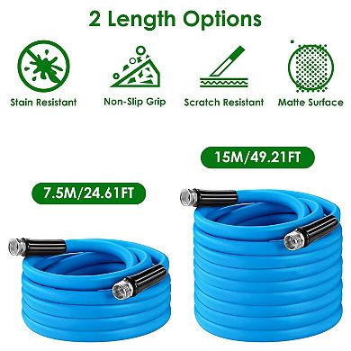 25/50FT 5/8" Heavy Duty PVC Garden Hose, Flexible, Leak-Resistant, 500PSI