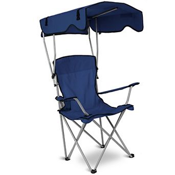 Foldable Beach Canopy Chair with Sun Shade & Cup Holder, 330lbs Load