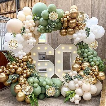 Sage Arch Kit Green, White & Gold Balloon Garland 134 pc for Bridal Shower or Wedding Decor