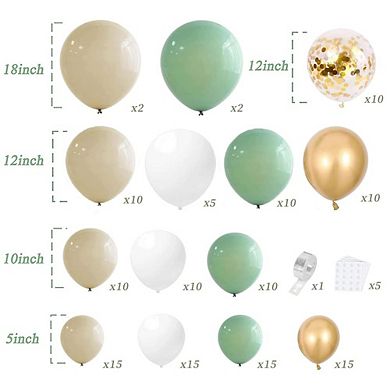 Sage Arch Kit Green, White & Gold Balloon Garland 134pcs for Bridal Shower or Wedding Decor