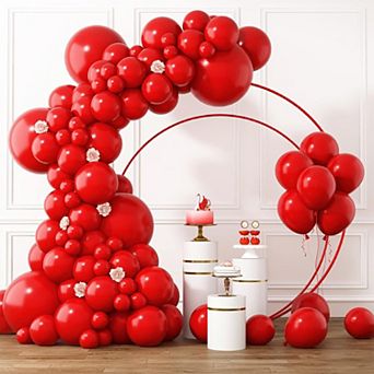 Red Balloon Arch Kit 105 pc Mixed Sizes for Birthday, Wedding, Shower & Valentine's Decor