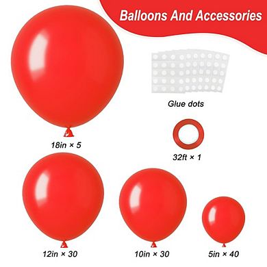 Red Balloon Arch Kit 105 pcs Mixed Sizes for Birthday, Wedding, Shower & Valentine's Decor