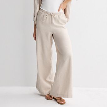 Petite Sonoma Goods For Life® Mid Rise Linen Blend Pants