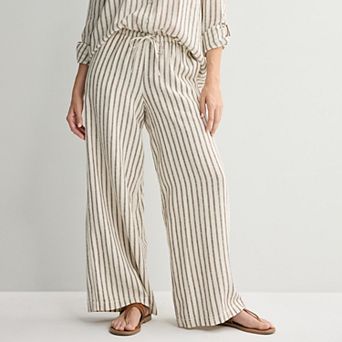 Petite Sonoma Goods For Life® Mid Rise Linen Blend Pants