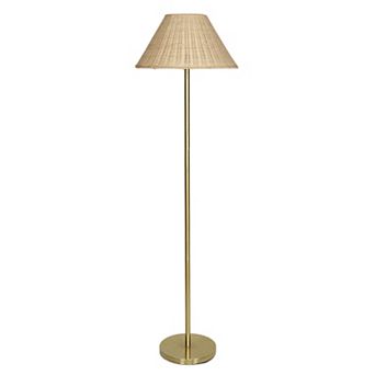 64-Inch Floor Lamp with Rattan Shade