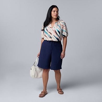 Plus Size Simply Vera Vera Wang Drawcord Drapey Shorts