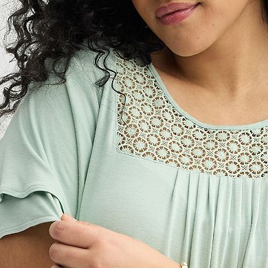 Plus Size Apt. 9® Mix Media Crochet Pleated Top