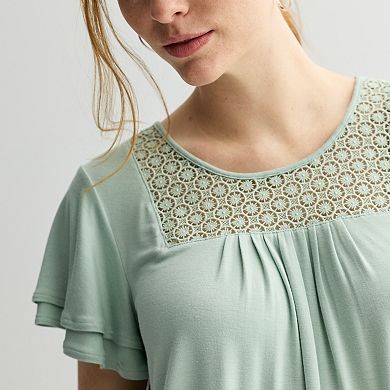 Women's Apt. 9® Mix Media Crochet Pleated Top