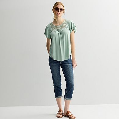 Women's Apt. 9® Mix Media Crochet Pleated Top