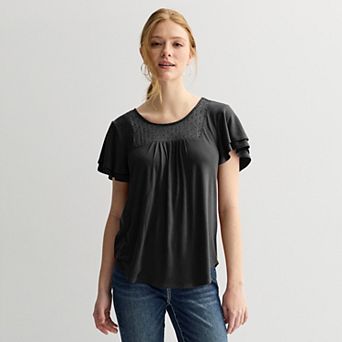 Women's Apt. 9® Mix Media Crochet Pleated Top