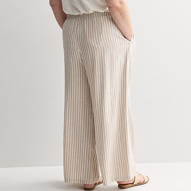 Plus Size Sonoma Goods For Life Mid Rise Linen Blend Pants