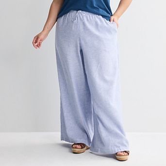 Plus Size Sonoma Goods For Life® Mid Rise Linen Blend Pants