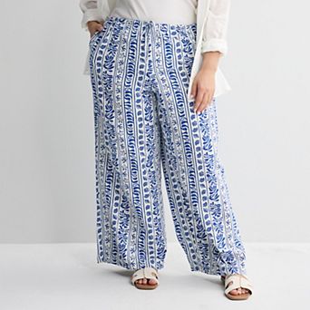 Plus Size Sonoma Goods For Life® Mid Rise Linen Blend Pants