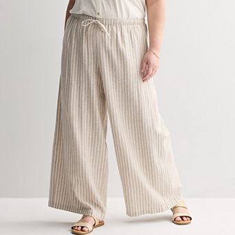 Plus Size Sonoma Goods For Life® Mid Rise Linen Blend Pants