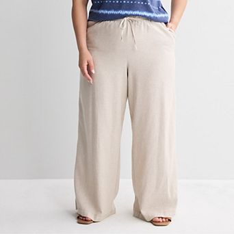 Plus Size Sonoma Goods For Life® Mid Rise Linen Blend Pants