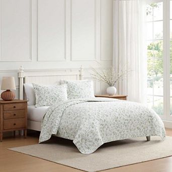 Laura Ashley Aria Sage Quilt Set with Shams