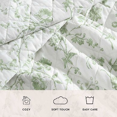 Laura Ashley Aria Sage Quilt Set with Shams