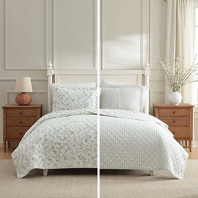 Laura Ashley Aria Sage Quilt Set with Shams