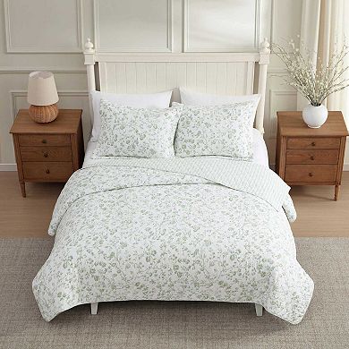 Laura Ashley Aria Sage Quilt Set with Shams