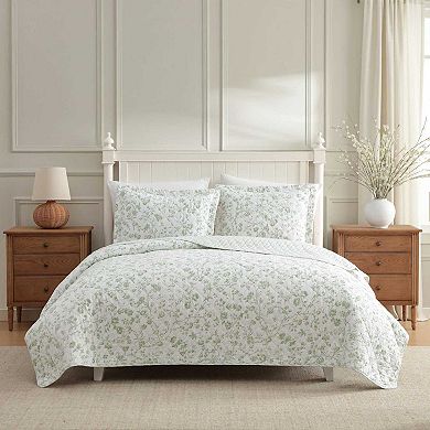Laura Ashley Aria Sage Quilt Set with Shams