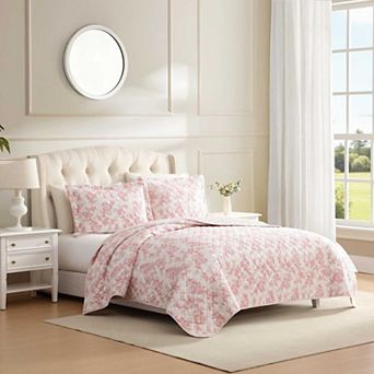 Laura Ashley Bouquet Toile Reversible Quilt Set