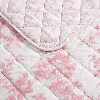 Laura Ashley Bouquet Toile Reversible Quilt Set