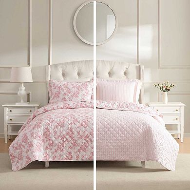 Laura Ashley Bouquet Toile Reversible Quilt Set