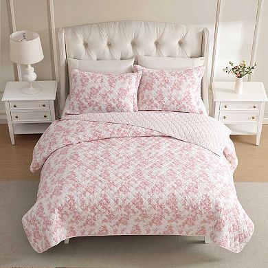 Laura Ashley Bouquet Toile Reversible Quilt Set