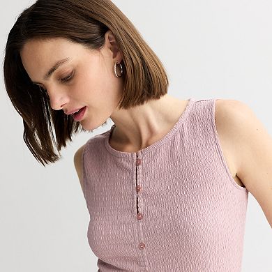 Women's Nine West Texture Button Front Cardi Tank