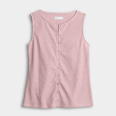 Women's Nine West Texture Button Front Cardi Tank
