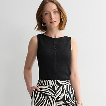 Women's Nine West Texture Button Front Cardi Tank