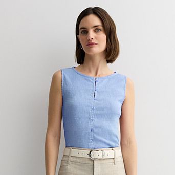 Women's Nine West Texture Button Front Cardi Tank