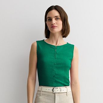 Women's Nine West Texture Button Front Cardi Tank