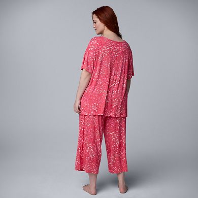Plus Size Simply Vera Vera Wang Short Sleeve Pajama Top & Culotte Pajama Bottoms Set